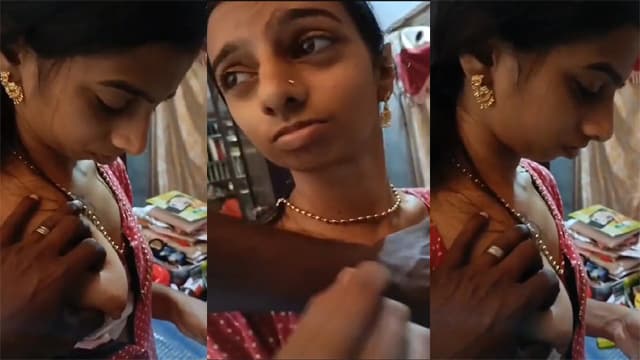 Indian Cute Innocent Aunty Boobs Pressing by Electrician
