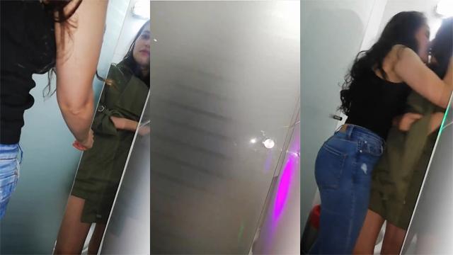 Indian girls ke beech washroom mein hua Lesbian Sex